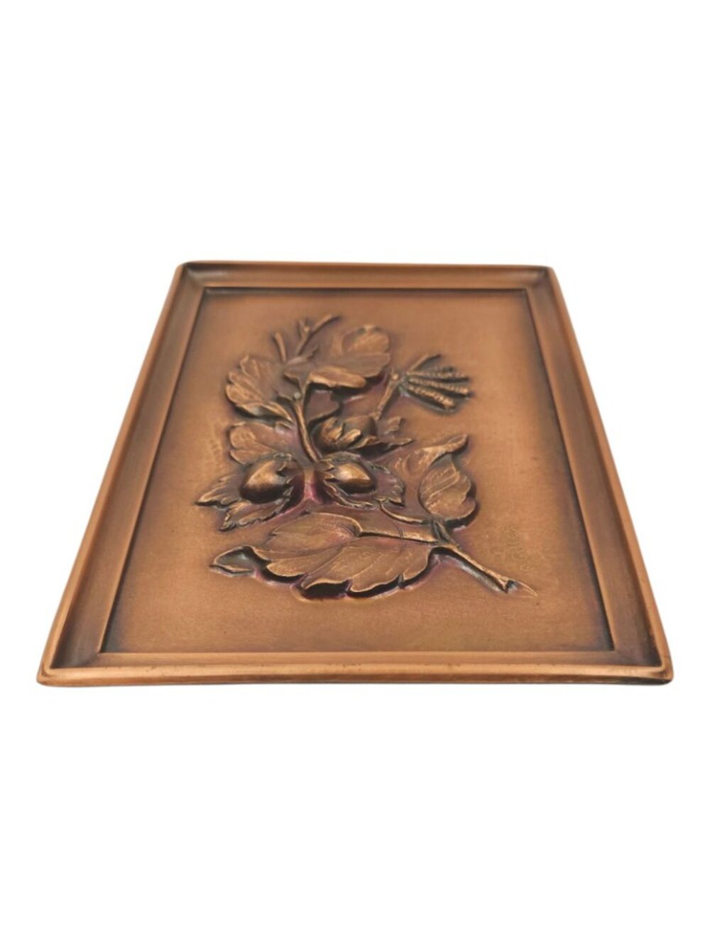 Albert Gilles Leaf Acorn Copper Wall Plaque Embossed Repousse Vintage Hanging - Picture 11 of 13